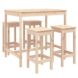 5 Piece Garden Bar Set Solid Wood Pine - Front View