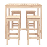 5 Piece Garden Bar Set Solid Wood Pine - Top-Down View