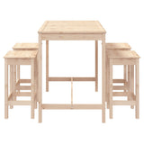 5 Piece Garden Bar Set Solid Wood Pine - 45-Degree Angle