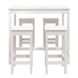 5 Piece Garden Bar Set White Solid Wood Pine