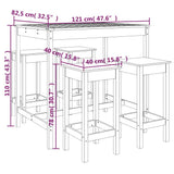 5 Piece Garden Bar Set White Solid Wood Pine - Extra Image