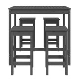 5 Piece Garden Bar Set Grey Solid Wood Pine - Top-Down View
