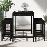 5 Piece Garden Bar Set Black Solid Wood Pine - Side View