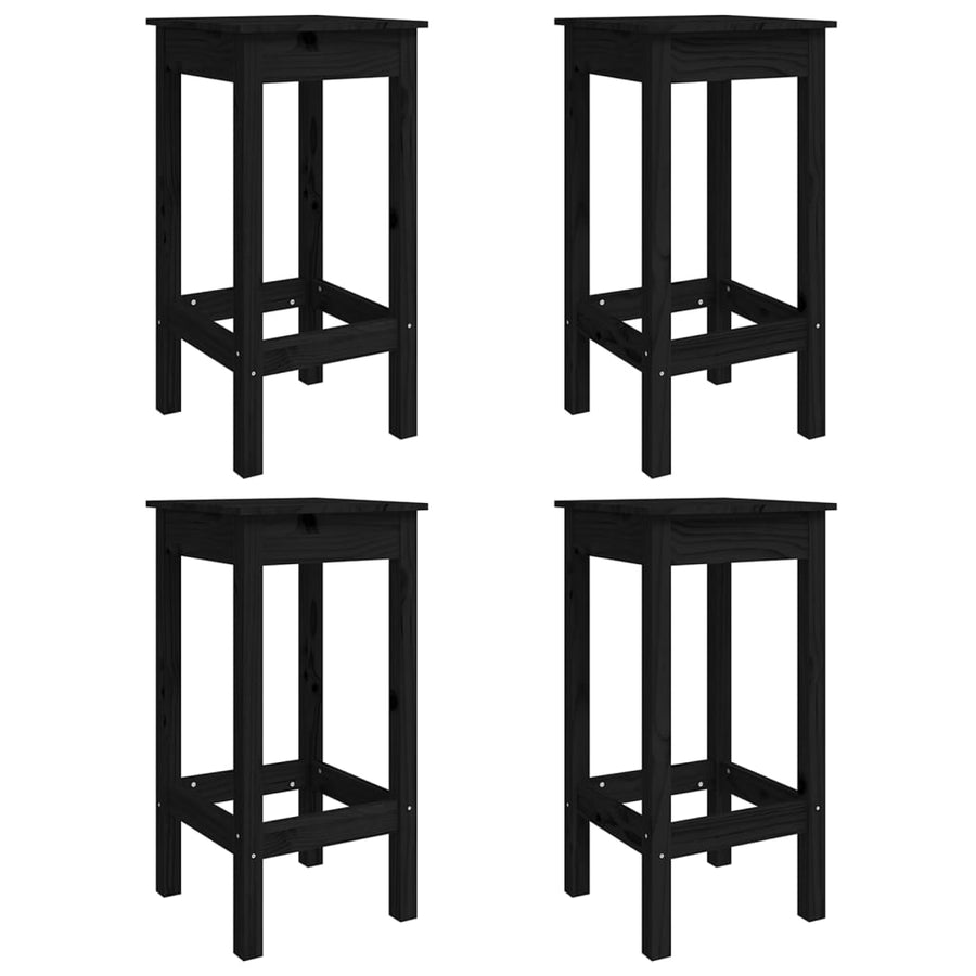 5 Piece Garden Bar Set Black Solid Wood Pine