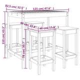 5 Piece Garden Bar Set Black Solid Wood Pine