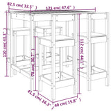 5 Piece Garden Bar Set Solid Wood Pine