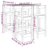 5 Piece Garden Bar Set Solid Wood Pine - Extra Image