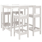 5 Piece Garden Bar Set White Solid Wood Pine - Front View