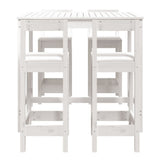 5 Piece Garden Bar Set White Solid Wood Pine - Top-Down View