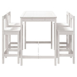 5 Piece Garden Bar Set White Solid Wood Pine - 45-Degree Angle