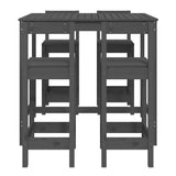 5 Piece Garden Bar Set Grey Solid Wood Pine - Top-Down View