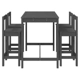5 Piece Garden Bar Set Grey Solid Wood Pine - 45-Degree Angle