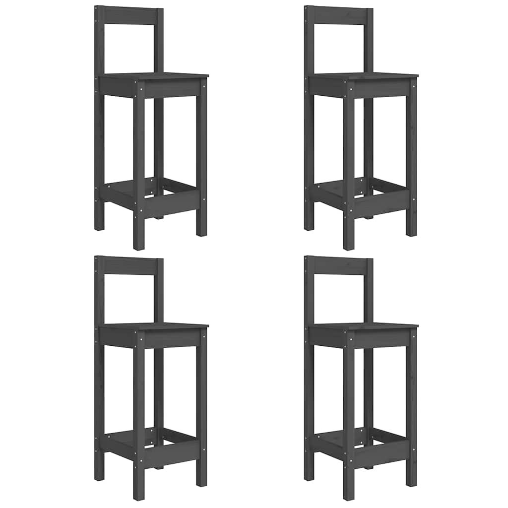 5 Piece Garden Bar Set Grey Solid Wood Pine