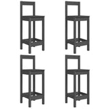 5 Piece Garden Bar Set Grey Solid Wood Pine - Rear View