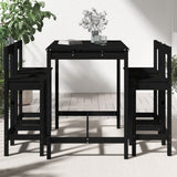 5 Piece Garden Bar Set Black Solid Wood Pine