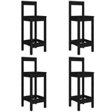 5 Piece Garden Bar Set Black Solid Wood Pine - Rear View
