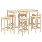 7 Piece Garden Bar Set Solid Wood Pine - Front View