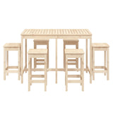 7 Piece Garden Bar Set Solid Wood Pine - Top-Down View