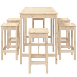 7 Piece Garden Bar Set Solid Wood Pine - 45-Degree Angle