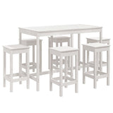7 Piece Garden Bar Set White Solid Wood Pine