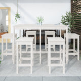 7 Piece Garden Bar Set White Solid Wood Pine