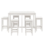7 Piece Garden Bar Set White Solid Wood Pine