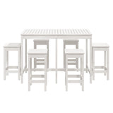 7 Piece Garden Bar Set White Solid Wood Pine - Top-Down View