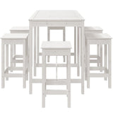 7 Piece Garden Bar Set White Solid Wood Pine