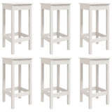 7 Piece Garden Bar Set White Solid Wood Pine - Rear View