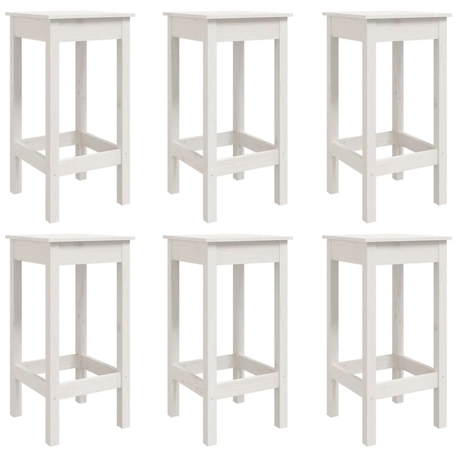 7 Piece Garden Bar Set White Solid Wood Pine