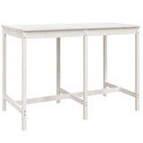 7 Piece Garden Bar Set White Solid Wood Pine - Low Angle