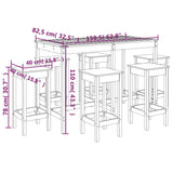 7 Piece Garden Bar Set White Solid Wood Pine - Extra Image