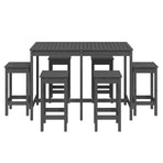 7 Piece Garden Bar Set Grey Solid Wood Pine
