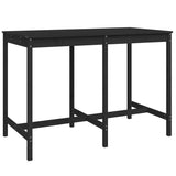 7 Piece Garden Bar Set Black Solid Wood Pine - Low Angle