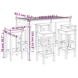 7 Piece Garden Bar Set Black Solid Wood Pine - Extra Image