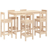 7 Piece Garden Bar Set Solid Wood Pine