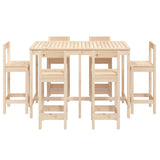 7 Piece Garden Bar Set Solid Wood Pine - Top-Down View