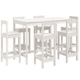 7 Piece Garden Bar Set White Solid Wood Pine - Front View