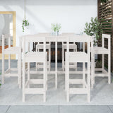 7 Piece Garden Bar Set White Solid Wood Pine - Side View