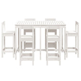 7 Piece Garden Bar Set White Solid Wood Pine - Top-Down View