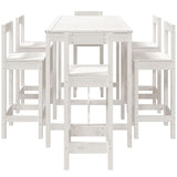 7 Piece Garden Bar Set White Solid Wood Pine - 45-Degree Angle