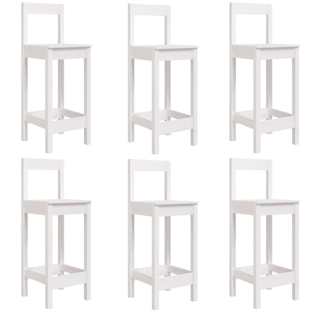 7 Piece Garden Bar Set White Solid Wood Pine