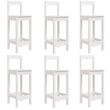 7 Piece Garden Bar Set White Solid Wood Pine
