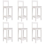 7 Piece Garden Bar Set White Solid Wood Pine
