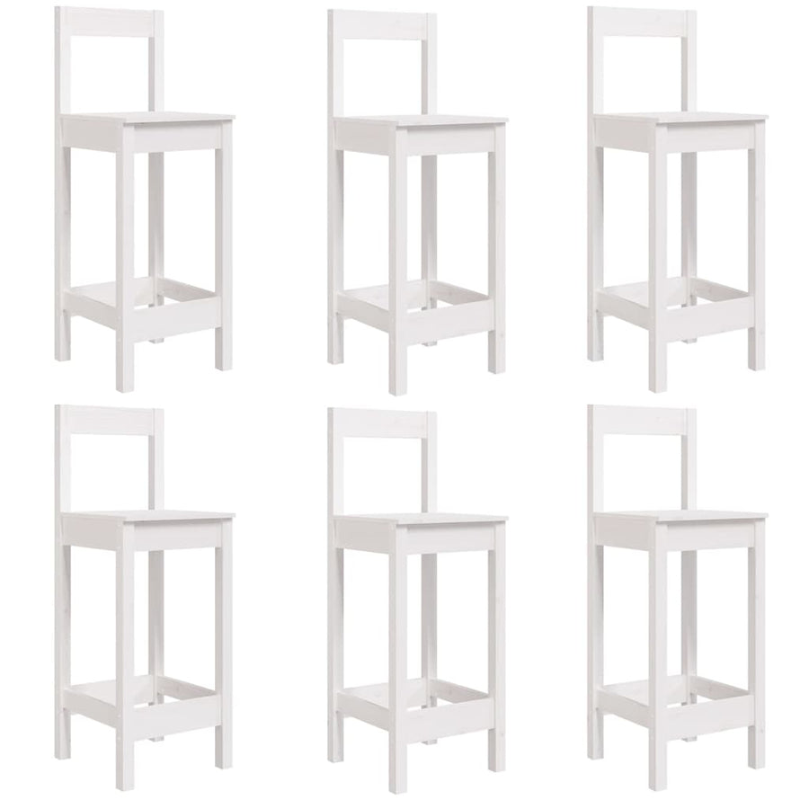 7 Piece Garden Bar Set White Solid Wood Pine
