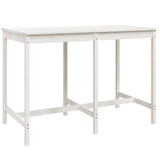7 Piece Garden Bar Set White Solid Wood Pine - Low Angle
