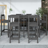 7 Piece Garden Bar Set Grey Solid Wood Pine