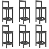 7 Piece Garden Bar Set Grey Solid Wood Pine - Rear View