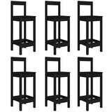 7 Piece Garden Bar Set Black Solid Wood Pine - Rear View