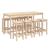 9 Piece Garden Bar Set Solid Wood Pine - Front View